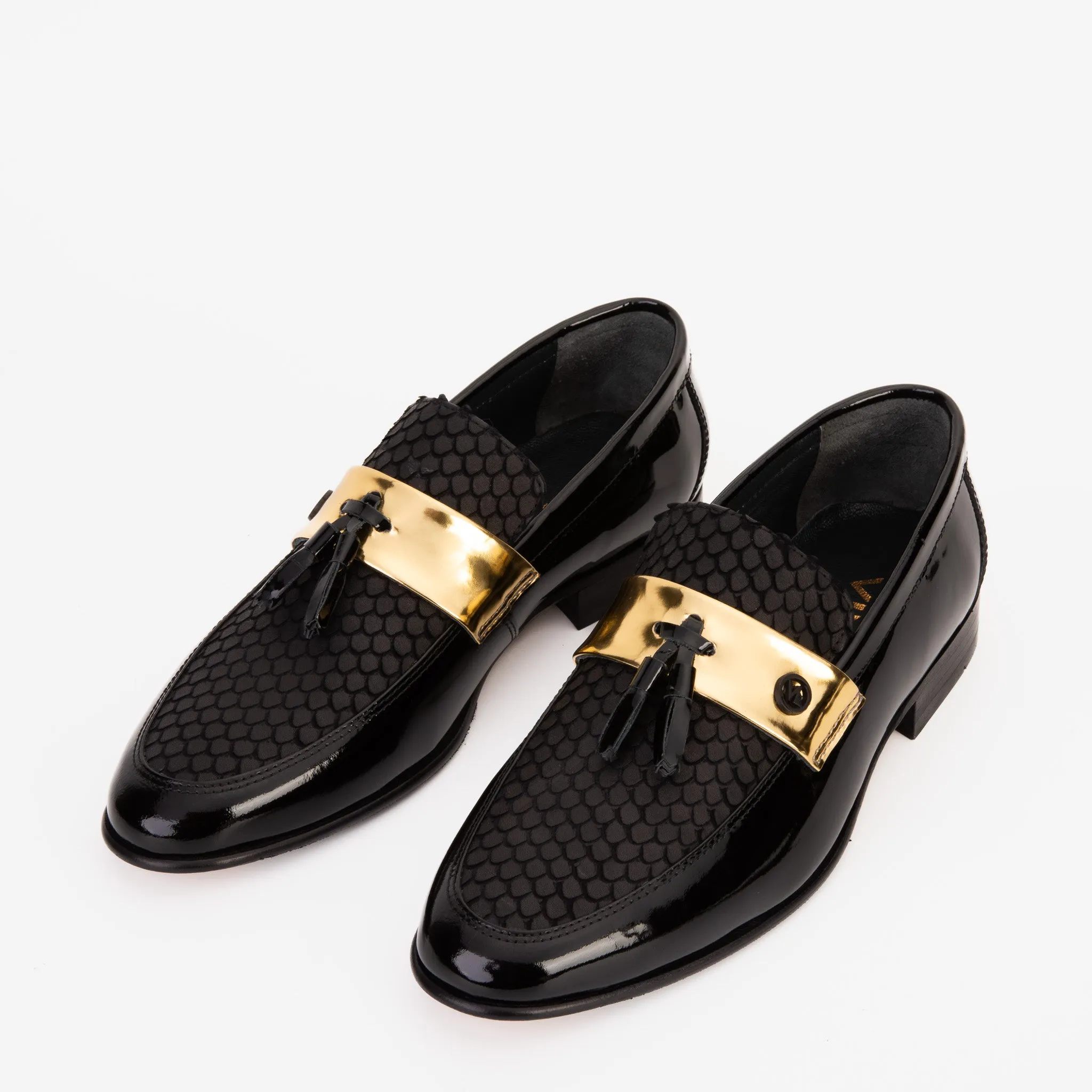 The Imperial Black & Gold Leather Men Dress Shoe