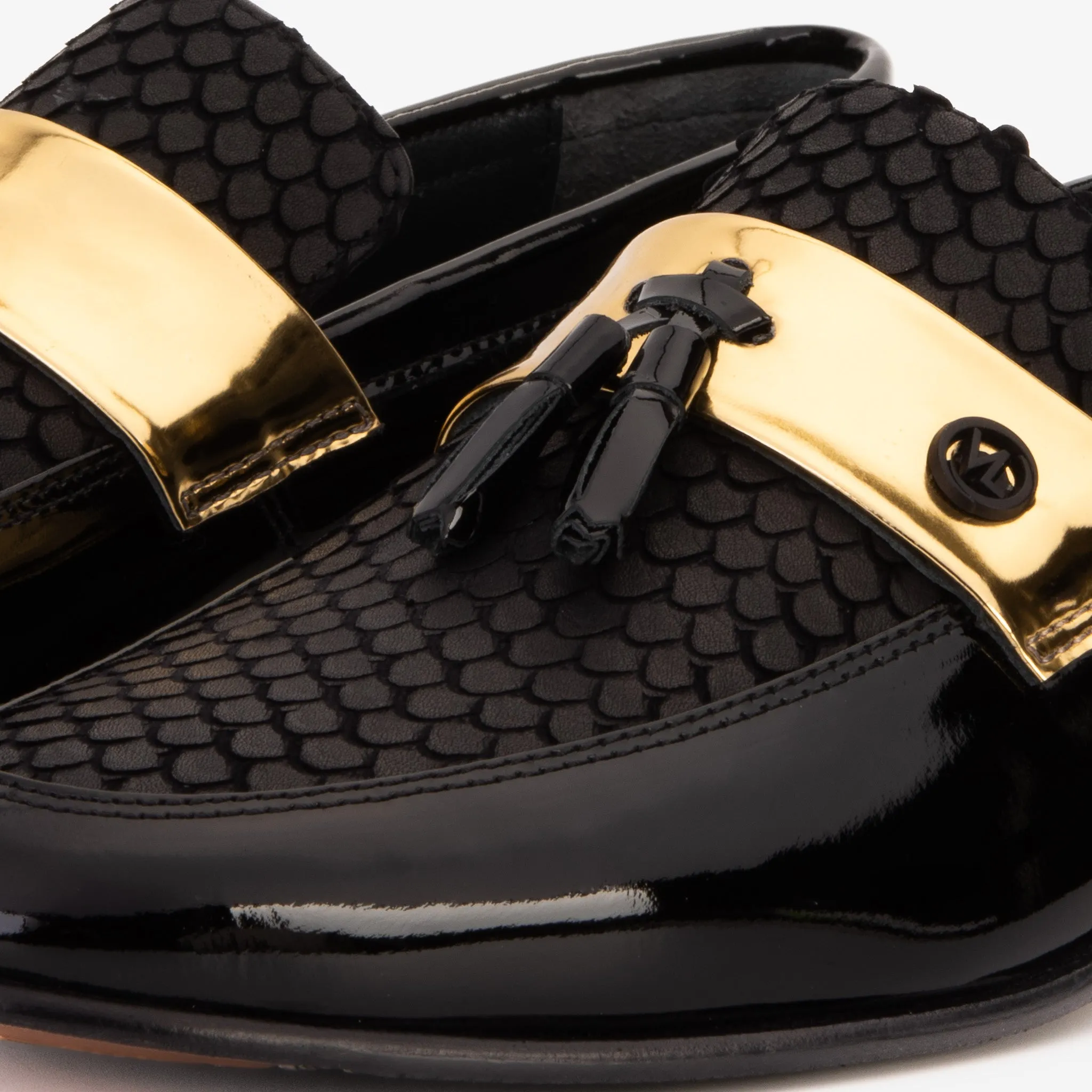 The Imperial Black & Gold Leather Men Dress Shoe