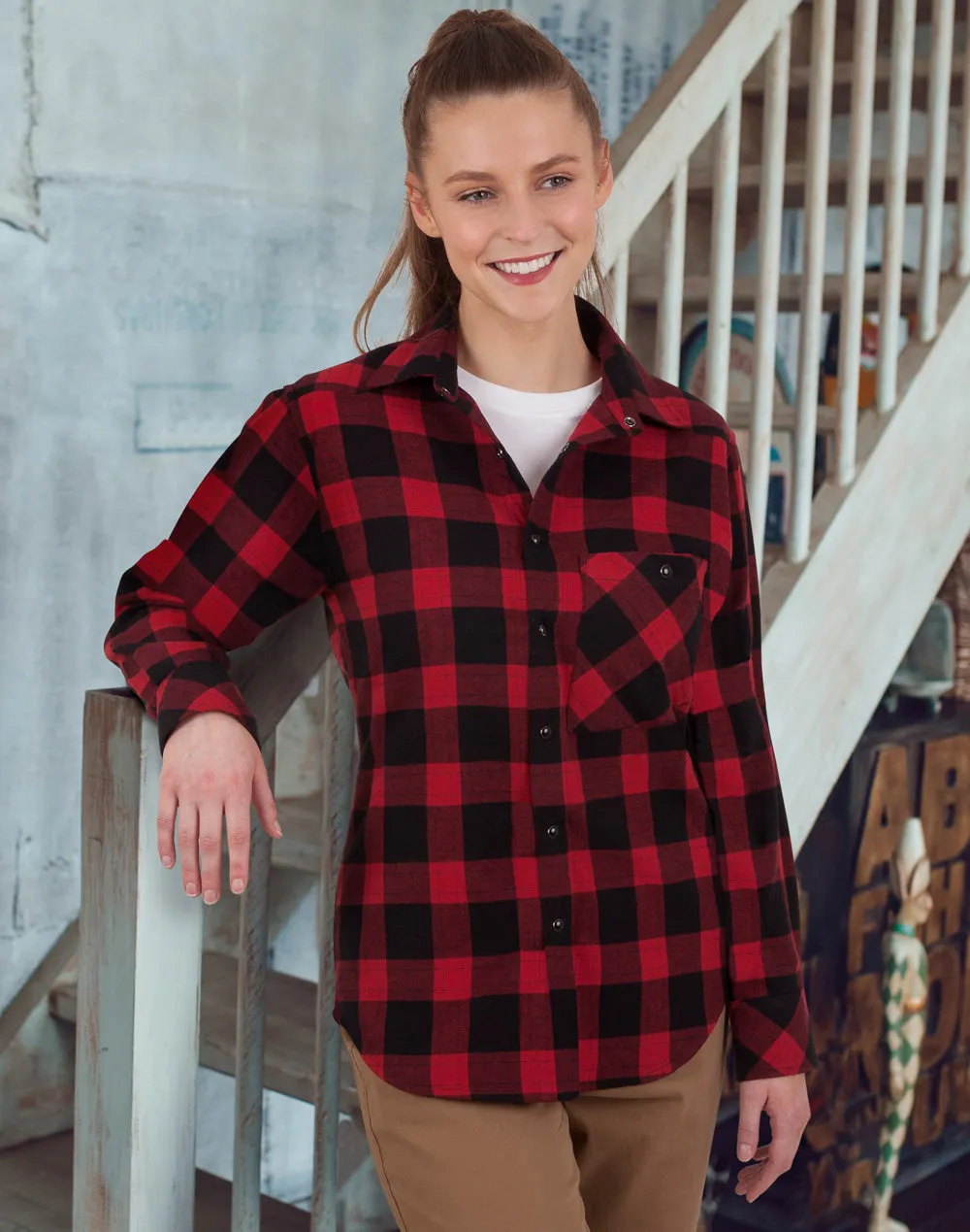 Unisex Classic Flannel Plaid Long Sleeve Shirt - WT11