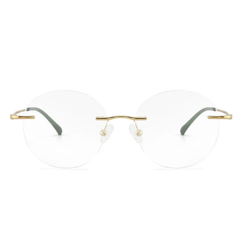 Unisex Round Rimless Titanium Alloy Frame Eyeglasses Customizable Lenses Zt7057