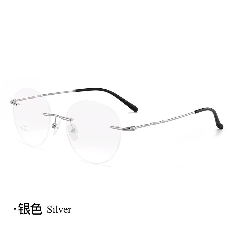 Unisex Round Rimless Titanium Alloy Frame Eyeglasses Customizable Lenses Zt7057