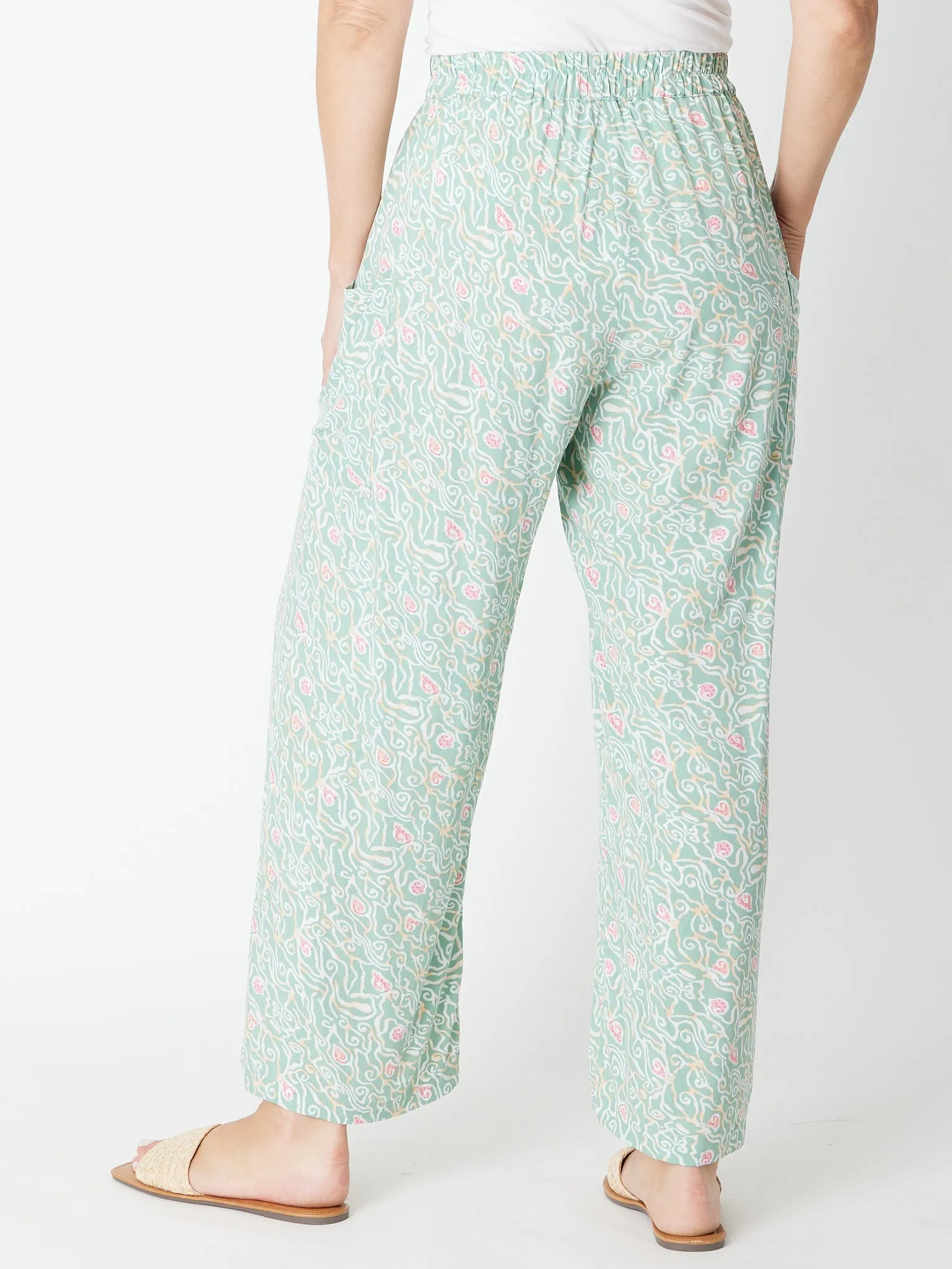 Wide Leg Print Pant - Sage 30461