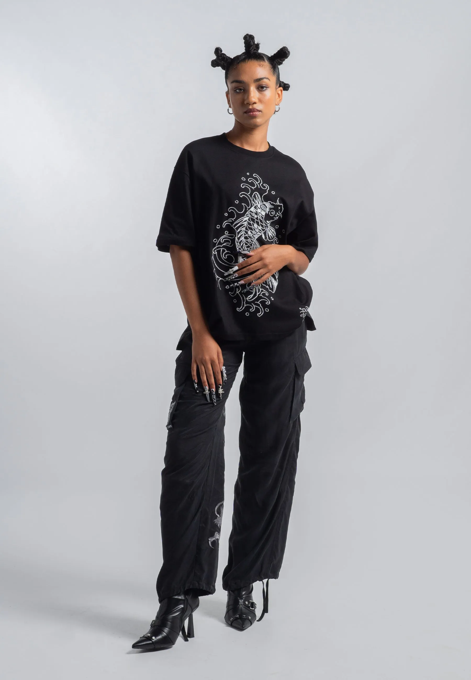 Womens Hidden Dragon Cargo Trousers - Black