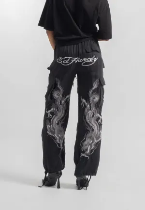 Womens Hidden Dragon Cargo Trousers - Black