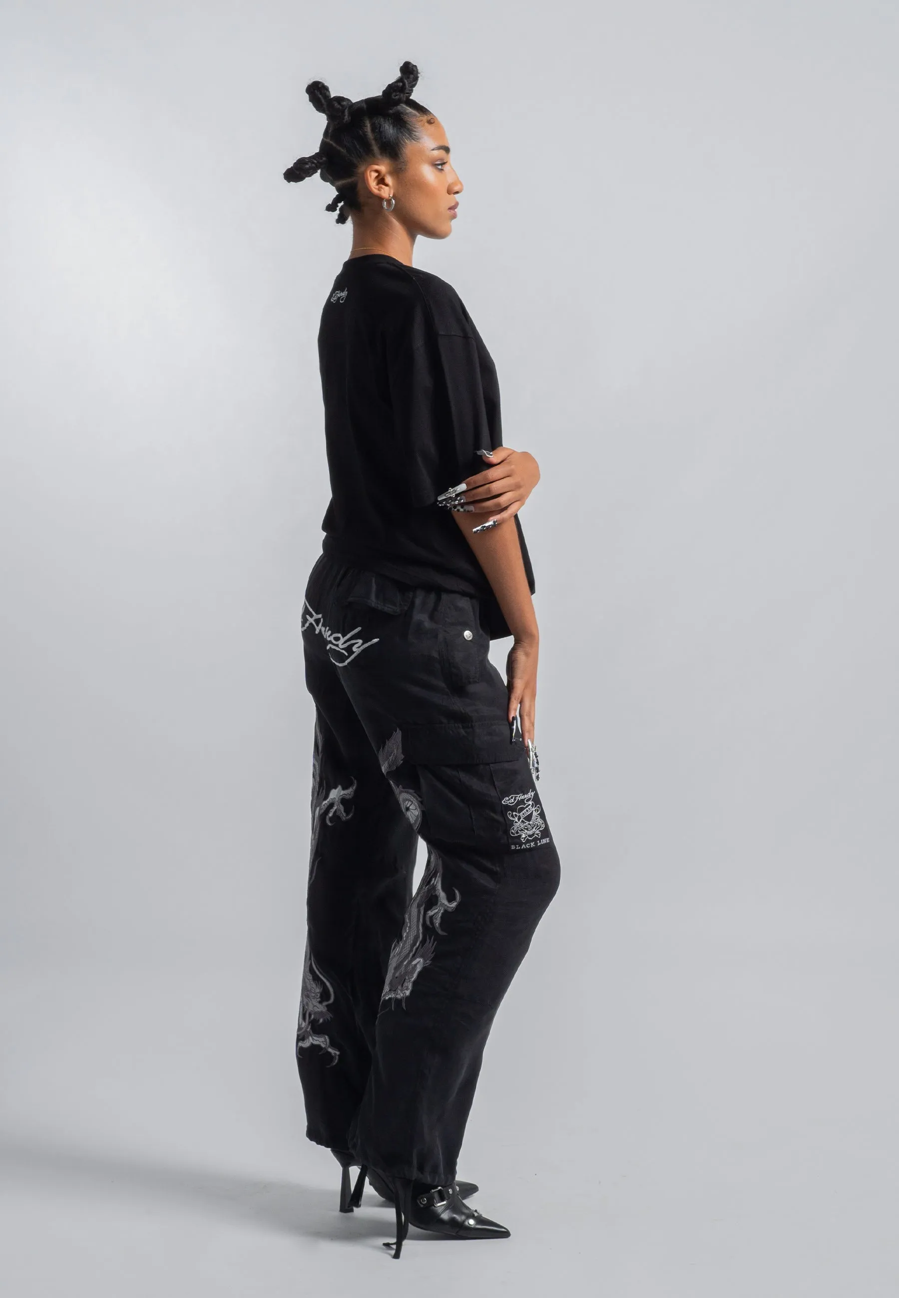 Womens Hidden Dragon Cargo Trousers - Black